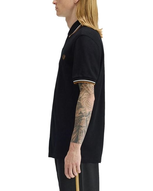 Fred Perry Black Cotton Polo Shirt for men