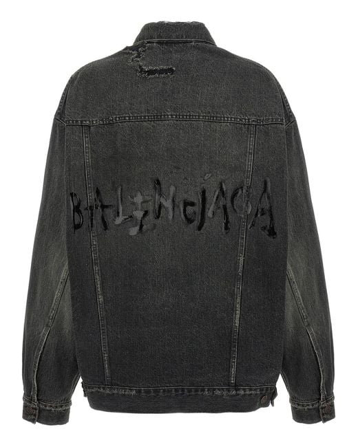 Balenciaga Black Denim Jacket With Used Effect