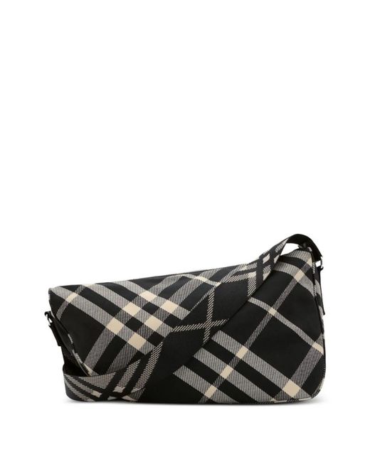Burberry Black Embroidered Fabric Shield Crossbody Bag for men