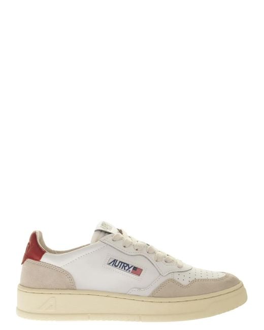 Autry White Medalist Low Leather And Suede Sneakers for men