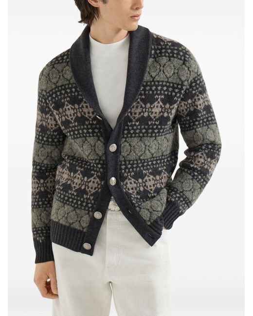 Brunello Cucinelli Black Cashmere Cardigan for men