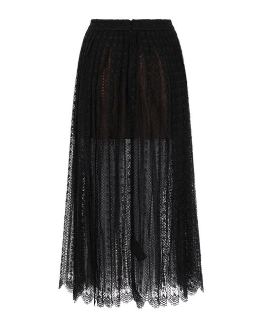 Self-Portrait Black Lace Midi Skirt