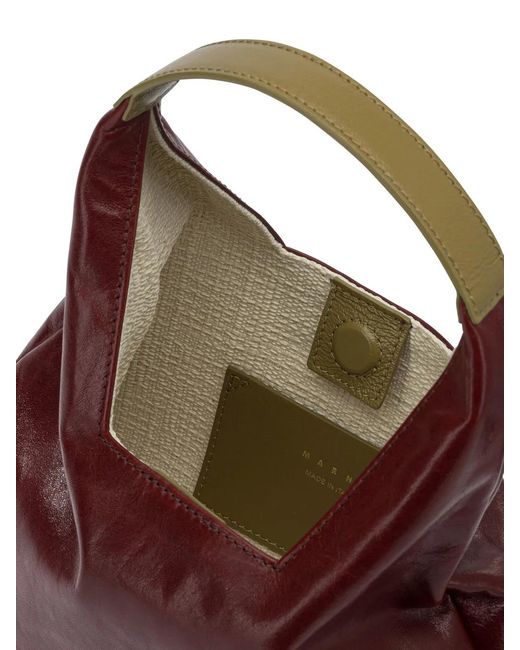 Marni Purple Bordeaux Leather Shoulder Bag
