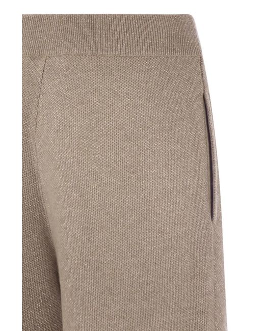 Brunello Cucinelli Gray English Rib Cashmere And Viscose Knit Trousers