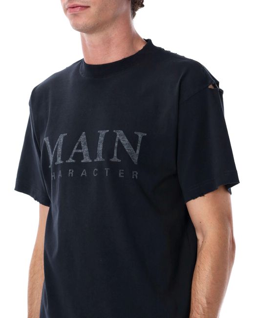 Balenciaga Black Faded Regular Fit Logo T-Shirt for men