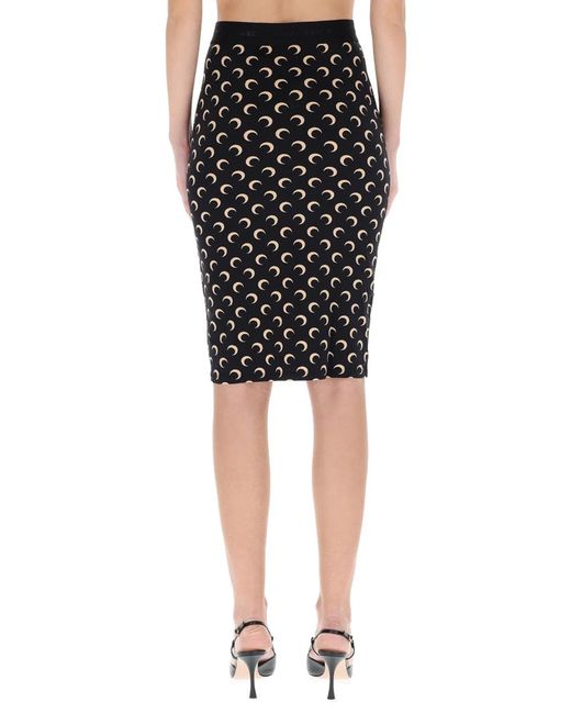MARINE SERRE Black Midi Skirt "Moon"
