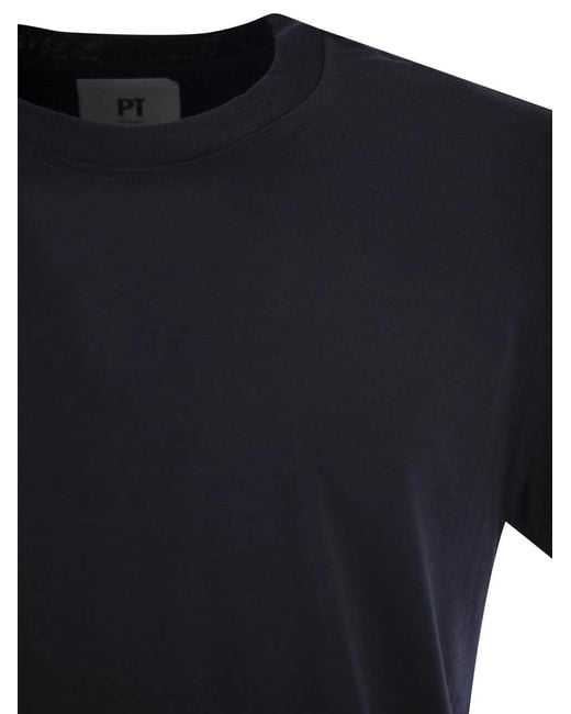 PT Torino Black Silk And Cotton T-Shirt for men