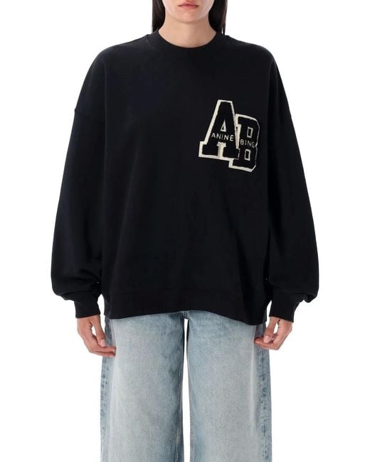 Anine Bing Black Miles Letterman Sweatshirt