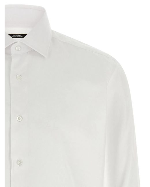 Barba Napoli White Cotton Shirt for men