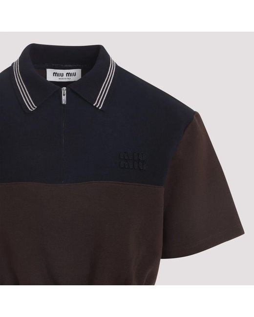 Miu Miu Blue Cacao And Cropped Viscose Top