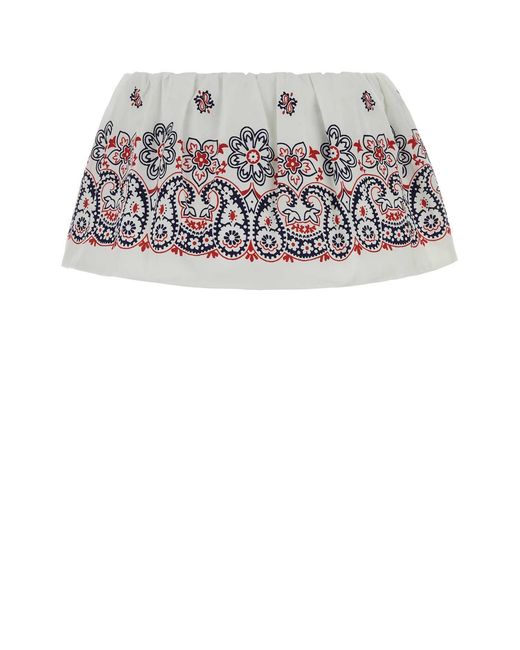 Miu Miu White Cotton Blend Mini Skirt