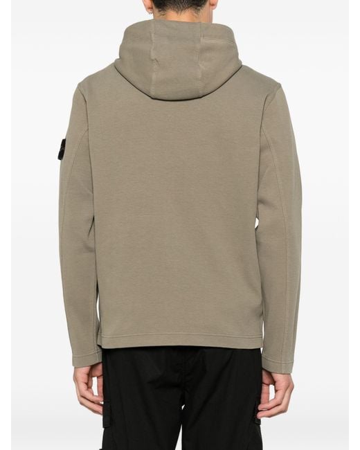 Stone Island Brown Logo-Patch Zip-Up Hoodie for men