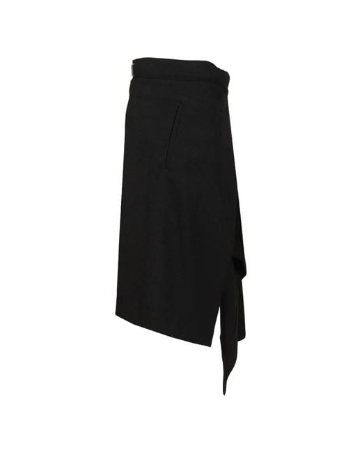 The Attico Black Wool Midi Skirt