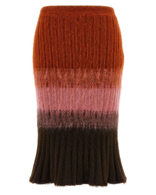 Fendi Red Wool Skirt