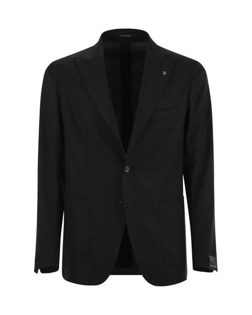 Tagliatore Black Two-Button Wool Jacket for men
