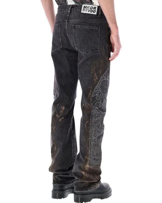 Who Decides War Black Mechanic Washed Denim Straight Jeans