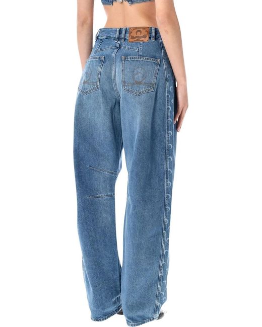MARINE SERRE Blue Baggy Denim Moon Insert