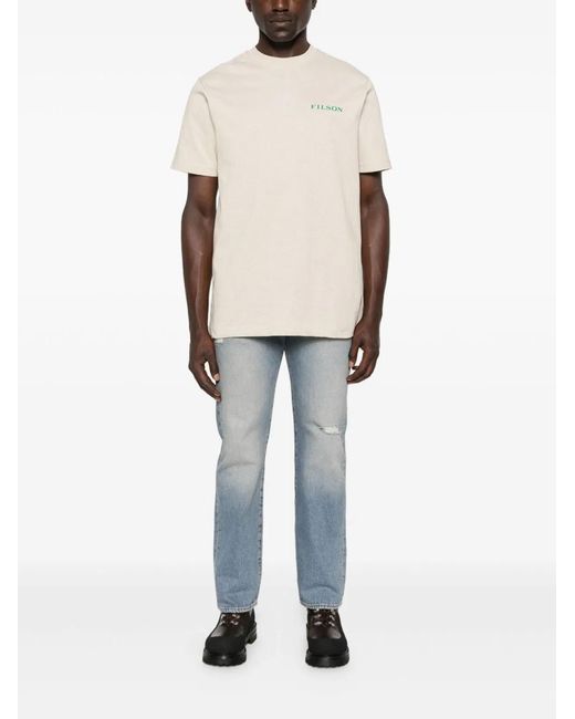 Filson White Printed Cotton T-Shirt for men