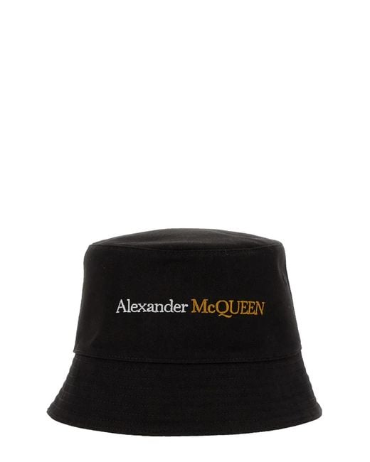 McQueen Black Bucket Hat With Logo for men