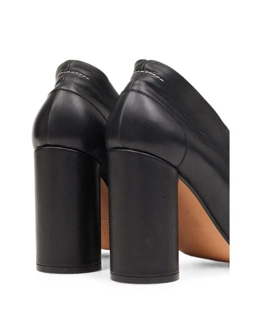 MM6 by Maison Margiela Black Leather Flat Shoes