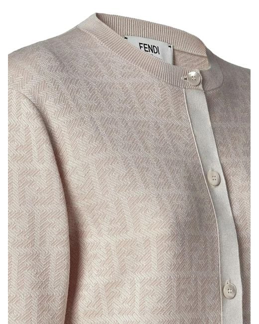 Fendi Natural Ff Wool Cardigan