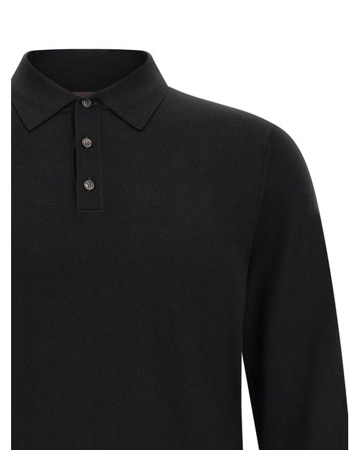 Zanone Black Flexwool Wool Polo Shirt for men