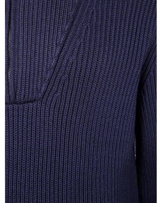 FILIPPO DE LAURENTIIS Blue Half Zip Sweater for men