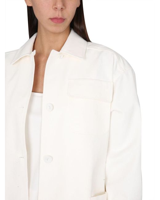 Max Mara White Classic Collar Button Closure Jacket