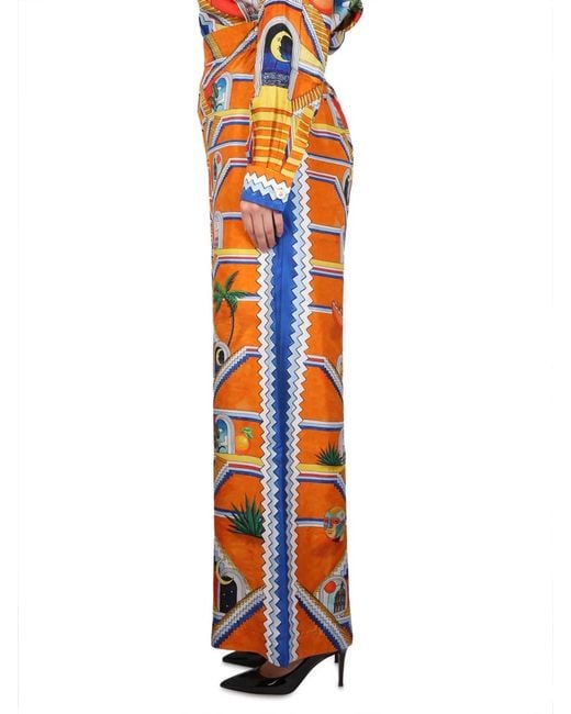 Casablanca Orange Escalier Print Pants