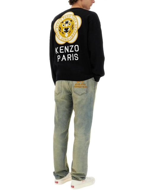KENZO Black Cardigan With Embroidered Tiger Academy for men