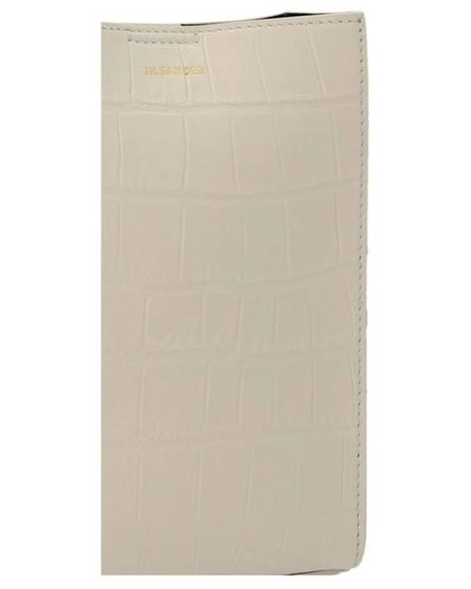 Jil Sander Natural Ivory Leather Shoulder Bag