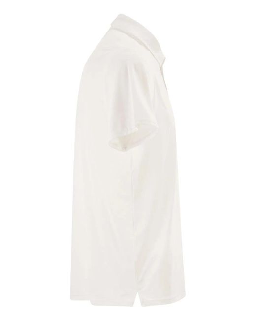 Rrd White Stretch Oxford Polo Shirt for men