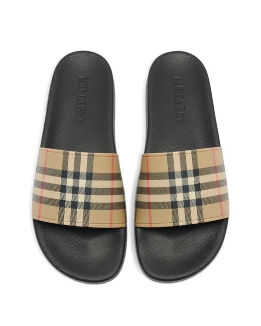 Burberry White Check Slides for men