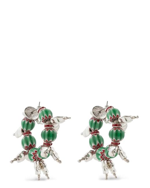 Dries Van Noten Green Rings Earrings With Beads