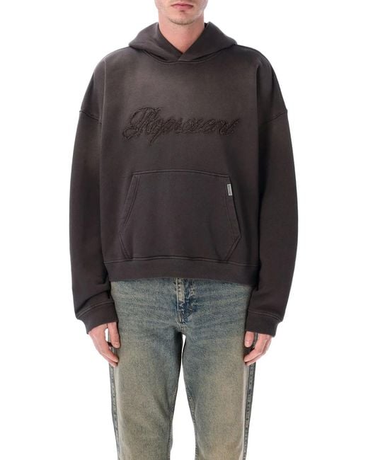 Represent Gray Rep Reverse Applique Cotton Hoodie for men
