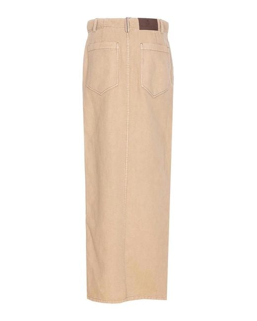 Brunello Cucinelli Natural Chino Skirt With Jewels