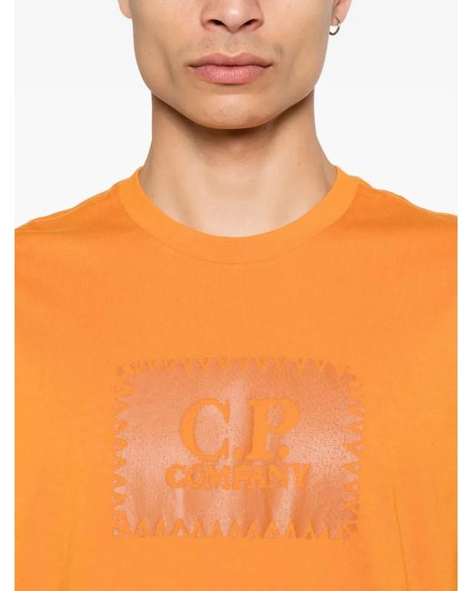 C P Company Orange C.P.Company Logo Tee for men