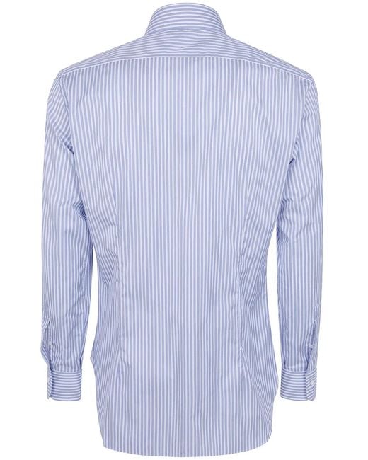 Barba Napoli Blue Classic Stripes Shirt for men