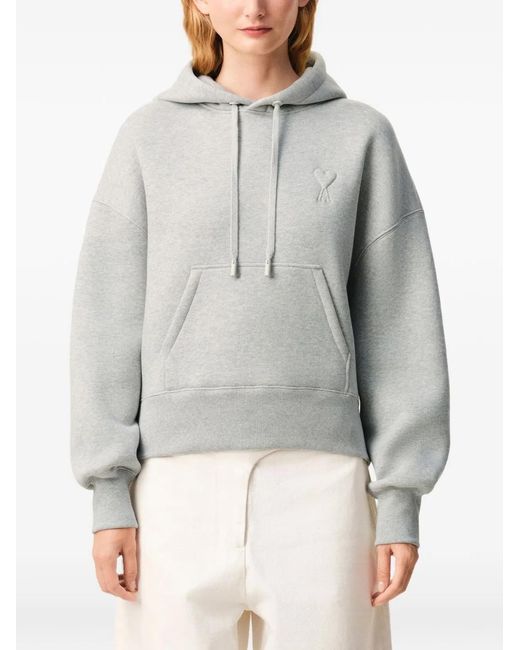 AMI Gray Ami De Coeur Cotton Hoodie for men