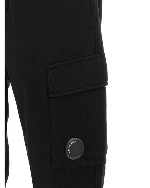 C P Company Black 'Diagonal Raised Fleece' Pants With Lens Detail for men