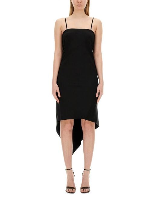 Helmut Lang Black Dress With Scarf Hem