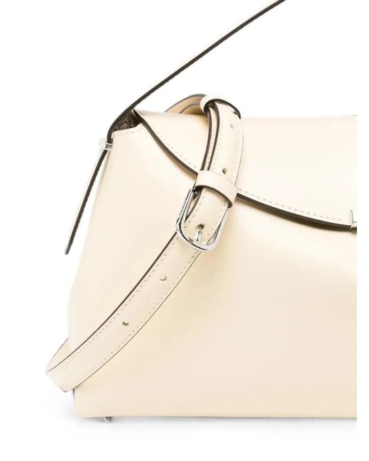 Totême Natural "T-Lock" Leather Top Handle Bag