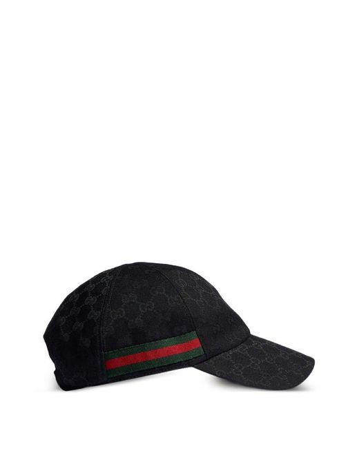 Gucci Black Gg Baseball Hat With Web for men