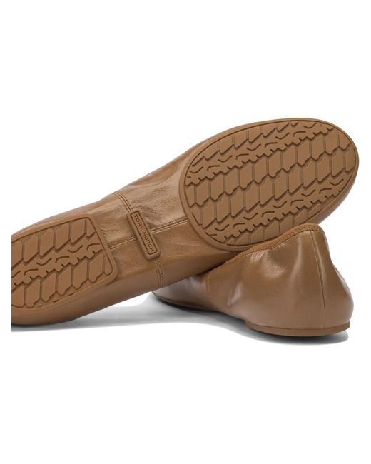Tory Burch Brown Leather Fabric Ballerinas