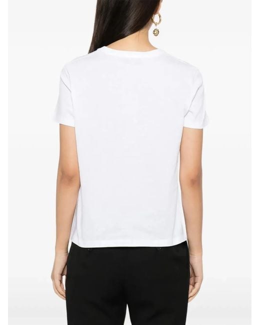 Tom Ford White Cotton T-Shirt With Tf Logo Embroidery