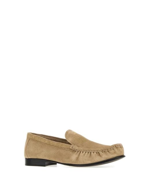 Miu Miu White Sand Suede Loafers