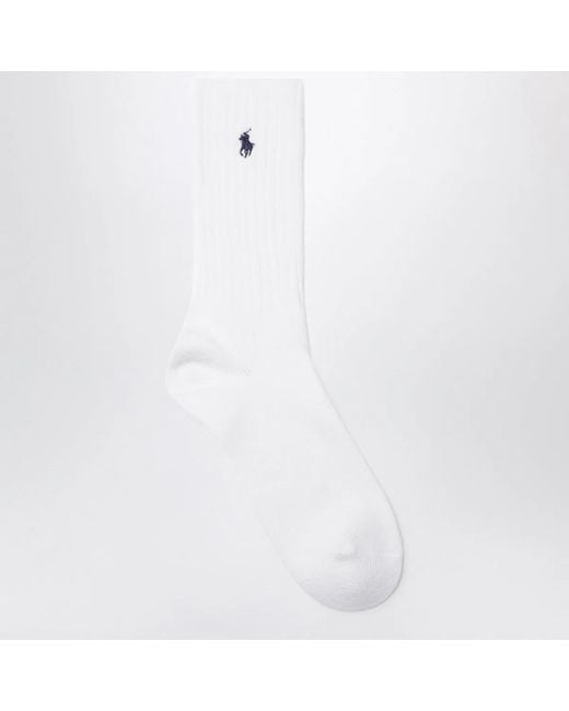 Polo Ralph Lauren White Cotton-Blend Logo Socks for men