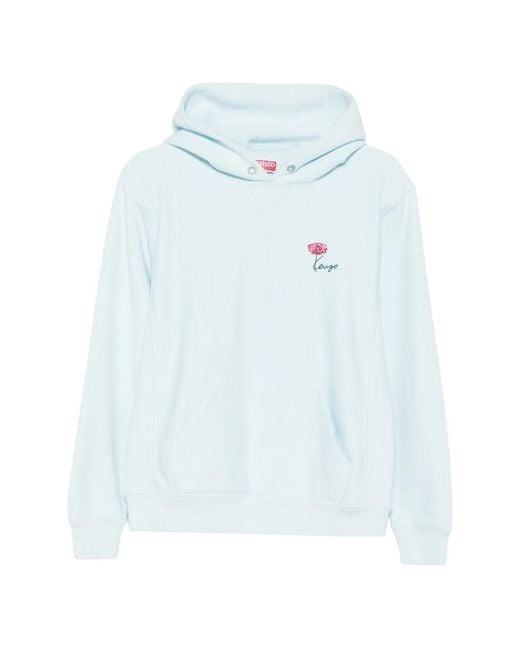 KENZO Blue Flower-Embroidered Hoodie