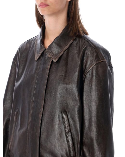 Prada Black Lambskin Leather Bomber