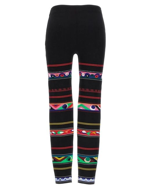 Emilio Pucci Black Jacquard Patterned Leggings